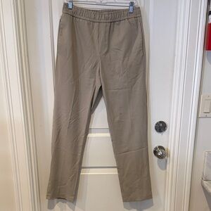 Men's Elastic Waist Straight Tan Dress Pants